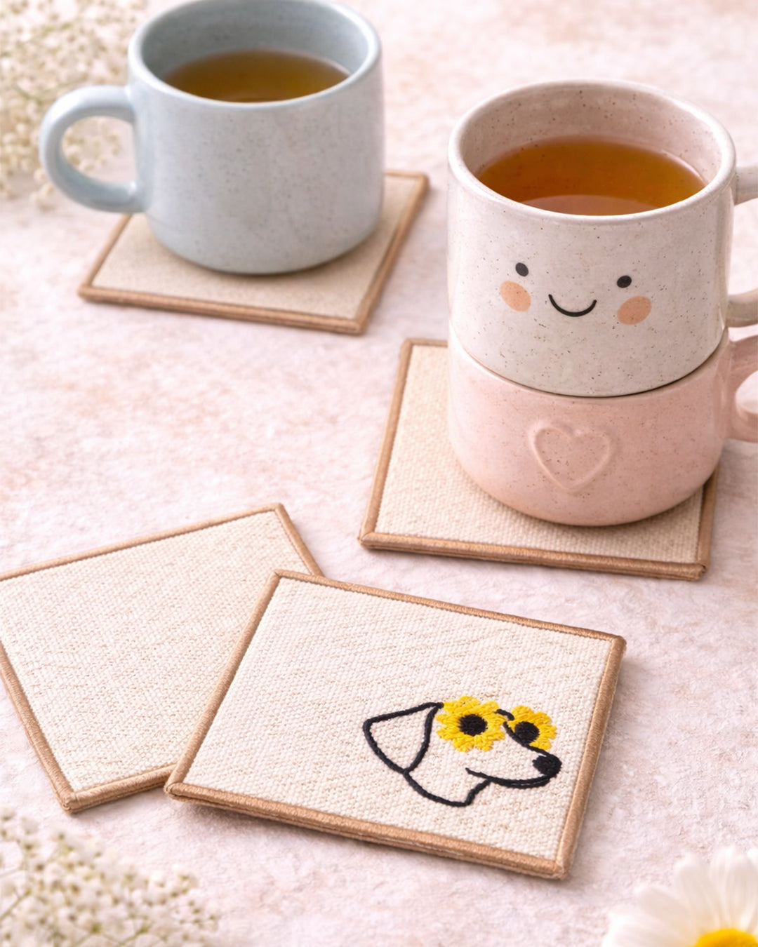 Set de 4 posavasos Salchicha Top. - Valkynea