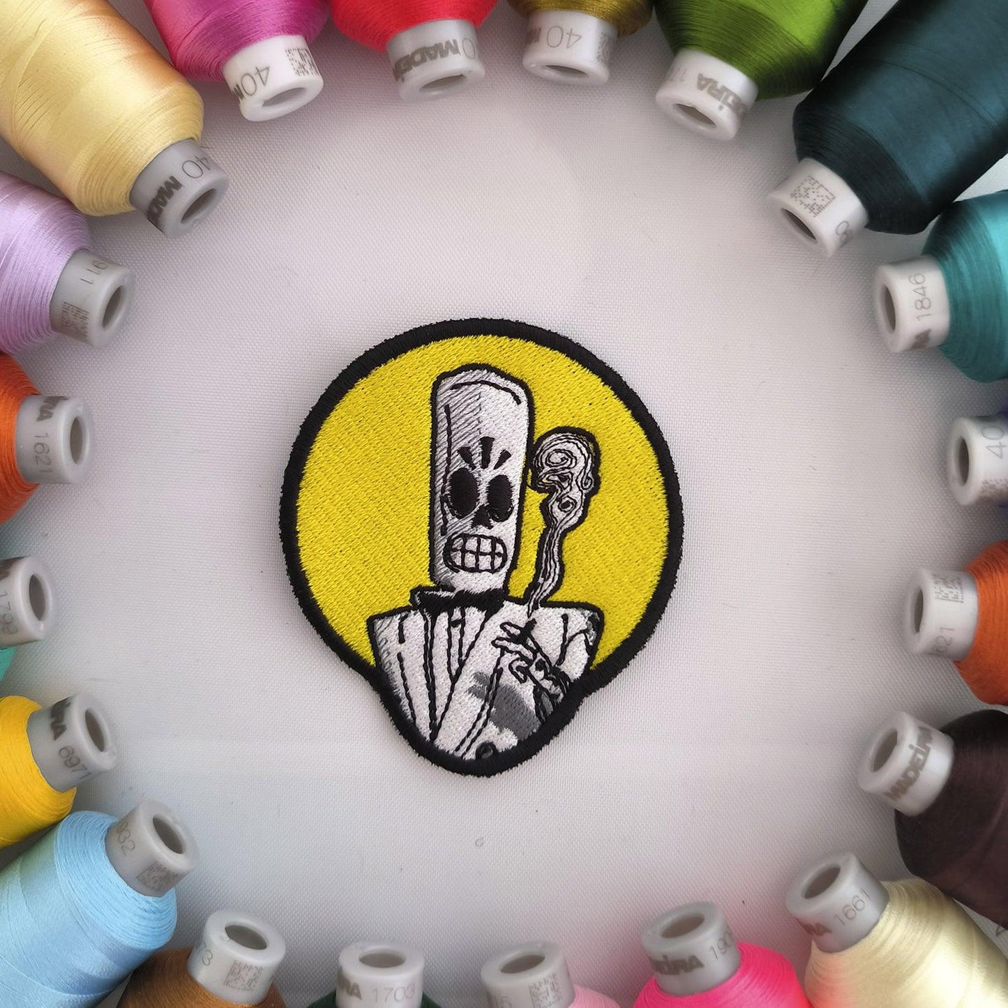 Parche Bordado Mani Calavera 8cm - Valkynea