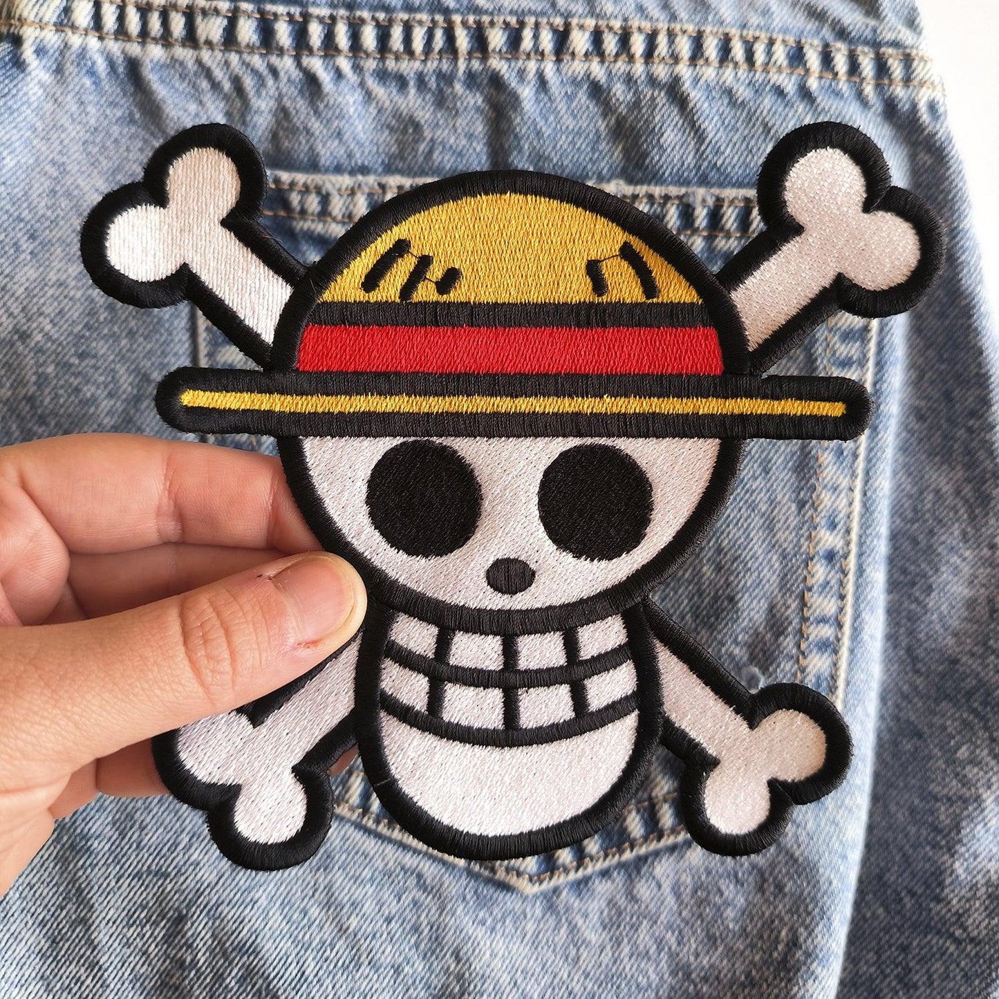 Parche Bordado Anime Calavera Luffy XL 15 Cm - Valkynea