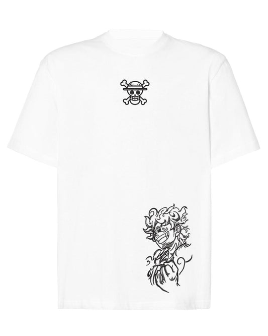 Camiseta Oversize Bordada Luffy Gear 5 One Piece - Valkynea