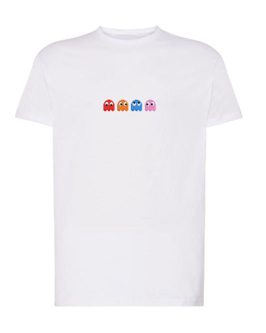 Camiseta Bordada Fantasmas Pac Man - Valkynea
