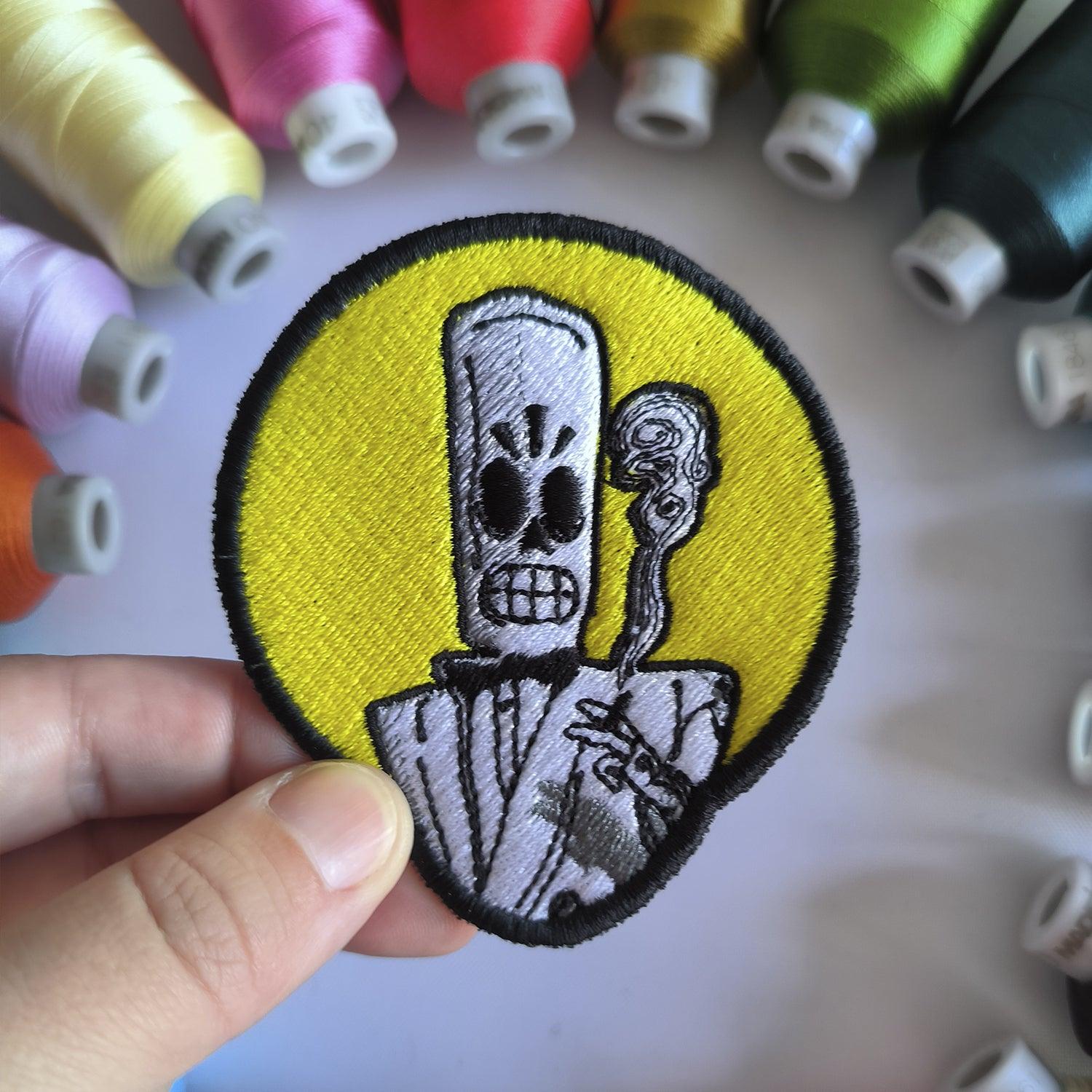 Parche Bordado Mani Calavera 8cm - Valkynea